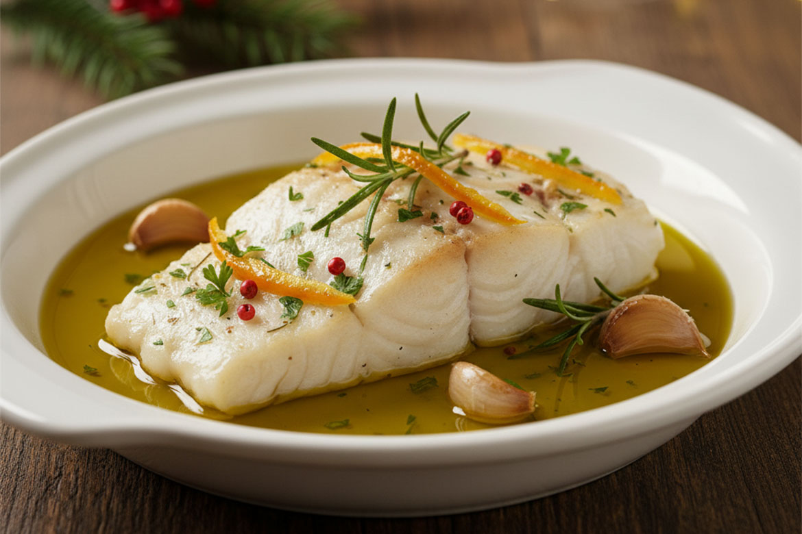 Baccalà confit in Olio EVO, ricetta Natalizia e leggera