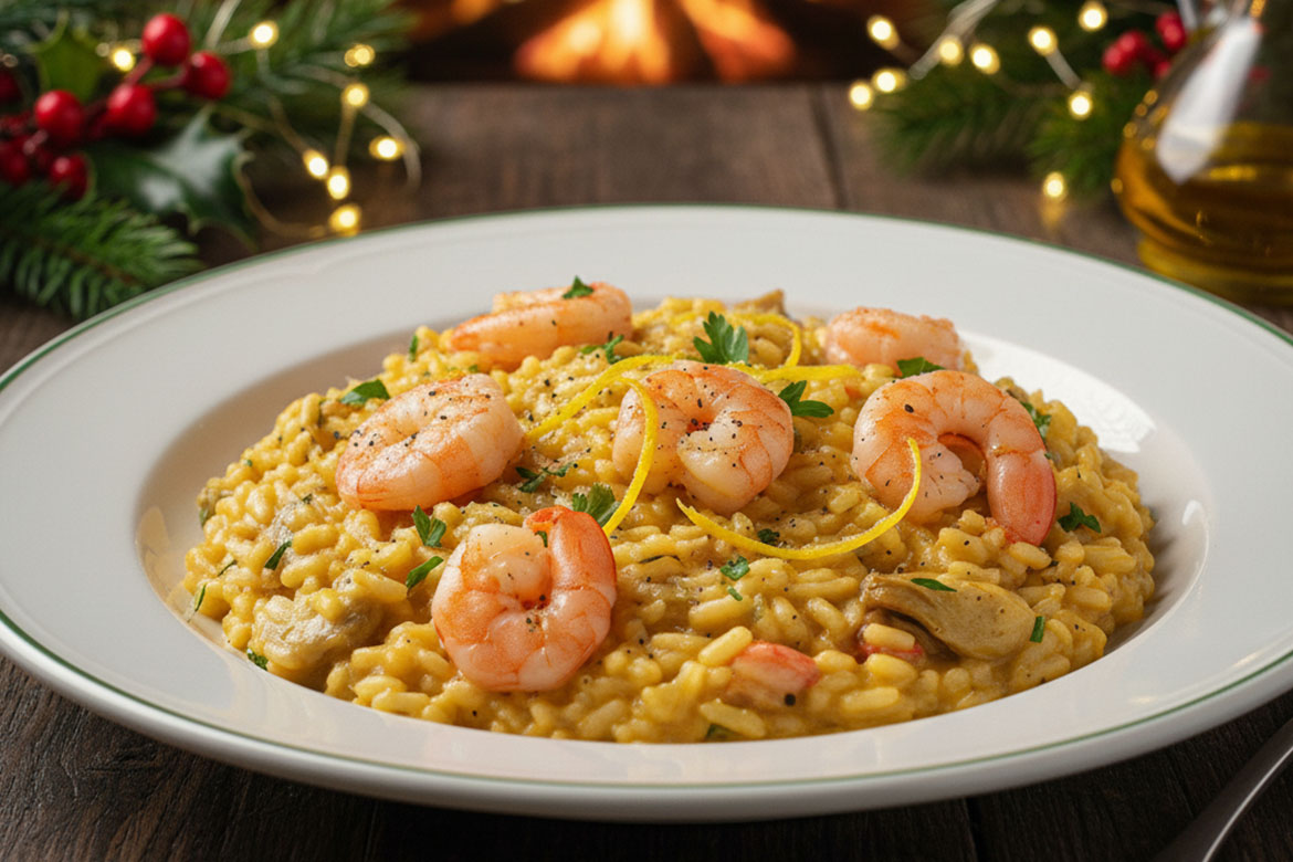 Ricetta risotto carciofi e gamberi, cremoso con Olio EVO